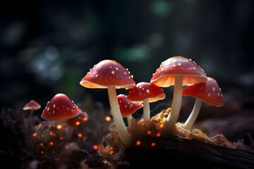 a group of red mushrooms - Powered by Adobe