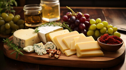 
Cheese platter with feta cheese, pate, and olives.