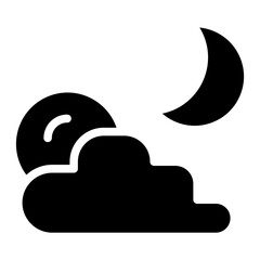 cloud with moon glyph icon