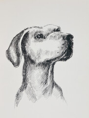 illustration - portrait of a dog black and white	
