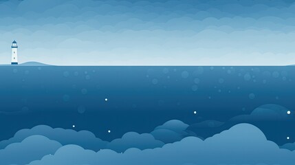  a picture of a lighthouse in the middle of the ocean with a lot of clouds in the foreground and a blue sky in the background.  generative ai