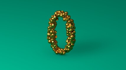 3D Render Many Gold Particles Forms Golden Number