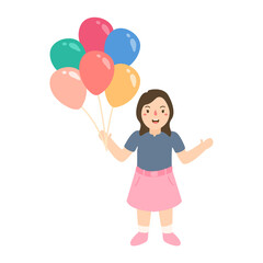 girl hold air balloons have fun