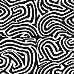 Seamless pattern, abstract doodles, curls, maze, vector background	