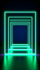 a group of rectangular green and blue lights