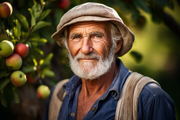 Generative AI technology picture of farmer person picking fresh harvest Earth day holiday nature protection