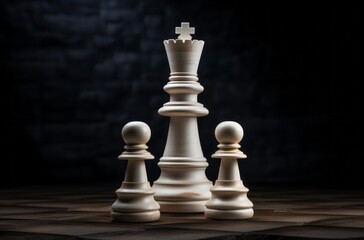 Fototapeta premium Chess king standing victorious, embodying the pinnacle of tactical mastery in the classic game of strategy.