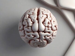 Human Brain, top view. Human brain model on a white background. 3d rendering. Computer digital drawing