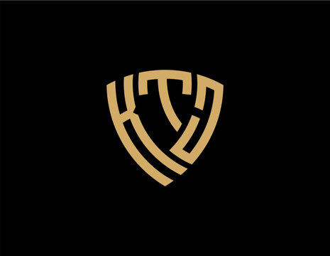KTJ creative letter shield logo design vector icon illustration
