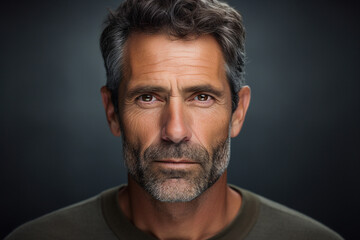 Picture of a handsome groomed man created with generative ai technology isolated on dark grey background