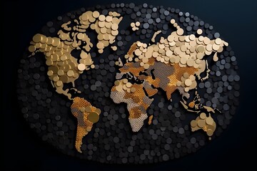 a map of the world made of coins