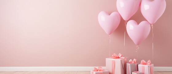 Love and Gifts - Heart-Shaped Balloon with Pink Studio and Gift Boxes