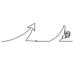 Abstract continuous lines arrows with hand drawing on white as background. Vector