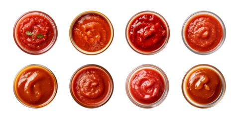 Fotobehang Collection of ketchup or sauce in a bowl isolated on a transparent background © agungai