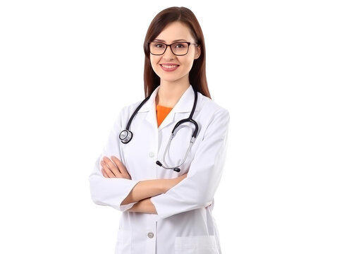 Smiling female doctor, cut out
