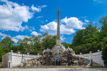 Obelisk Fountain, known as the Sybill Grottoin, from the park of Schonbrunn Palace in Vienna, Austria