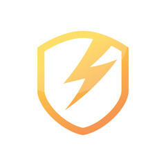 power shield logo. Thunderbolt with shield protection logo design