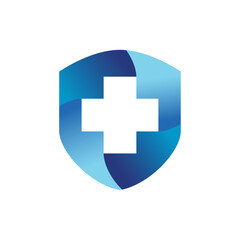 Health Protection With Shield Logo Design Vector Template For Medical Company on white background