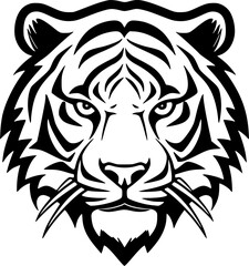 Tiger | Black and White Vector illustration