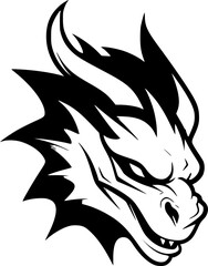 Dragon - Black and White Isolated Icon - Vector illustration