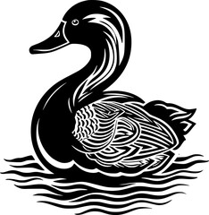 Duck | Black and White Vector illustration