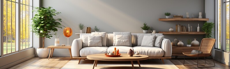 Modern living room with sofa and furniture