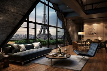 Penthouse Loft with Eiffel Tower View
