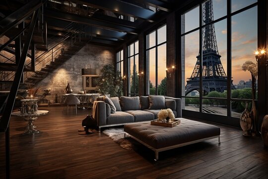 Penthouse Loft with Eiffel Tower View