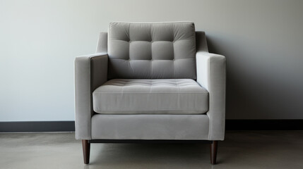 Closeup of gray lounge chair. Modern minimalist home living room interior. materials for furniture finishing