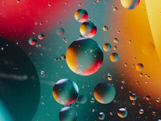 abstract background oil drops on water macro orange 