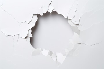 torn paper hole on white background