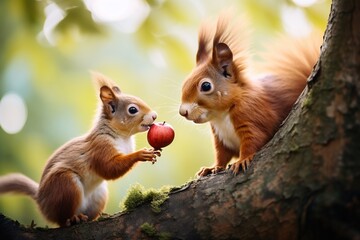 Squirrel and Acorn on Tree