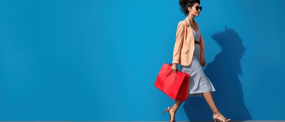 female consumer walking and looking at free