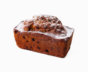 bread with raisins and walnuts isolated on white
