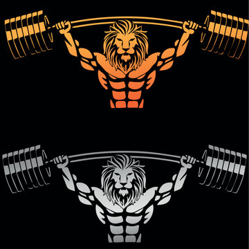 lion bodybuilder logo design vector file