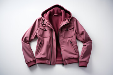 Winter men wear jacket clothing fashion clothes - Pink hoddie from the front side and back side, isolated on white background 