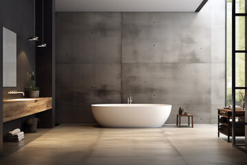 Fototapeta na wymiar Minimal design interior of modern contemporary bathroom