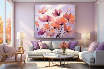 modern living room with flowers
