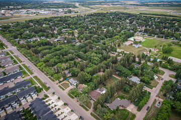 Fototapeta na wymiar Aerial of the Montgomery Place Neighborhood in Saskatoon