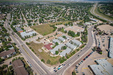 Obraz premium Aerial of the Massey Place Neighborhood in Saskatoon