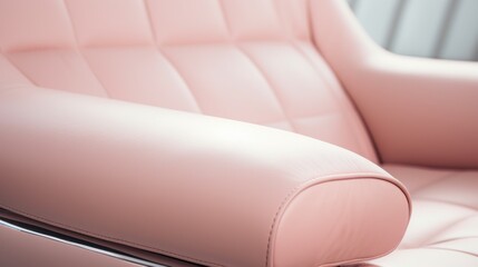 Closeup of muted pink lounge chair. Modern minimalist home living room interior. materials for furniture finishing