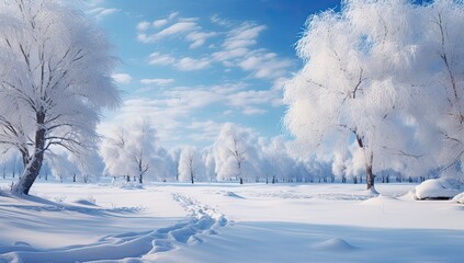 Zimowy krajobraz lasu porytego białym śniegiem.  - obrazy, fototapety, plakaty