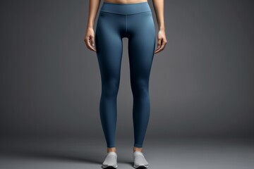 Blue leggings pants isolated on gray background