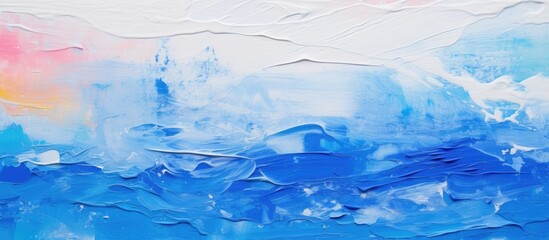 Obraz premium Vivid paint strokes on paper with blue lines and spots