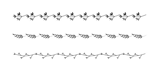 Decoration borders set on white background floral ornament