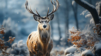 deer in winter wood
