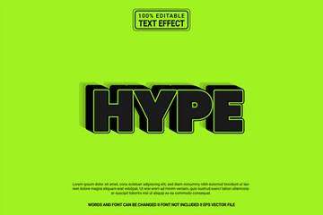 Dynamic editable text effect Hype 3d cartoon template style modren premium vector