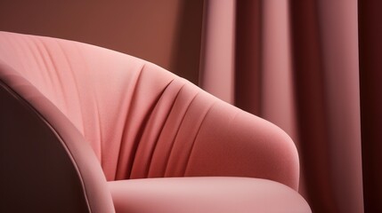 Closeup of muted pink lounge chair. Modern minimalist home living room interior. materials for furniture finishing