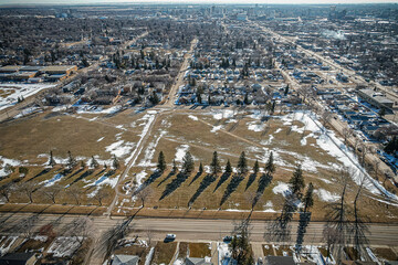 Obraz na płótnie Canvas Aerial of the Mount Royal Neighborhood in Saskatoon