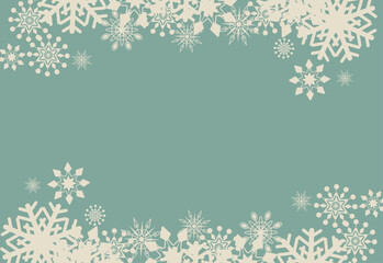 Christmas background with border of snowflakes. Festive design for Christmas and New Year fashion prints.	